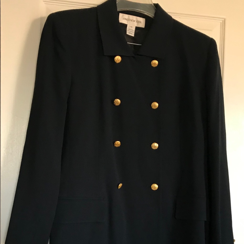 USED Navy Blue Jones New York 2Pc Skirt Suit